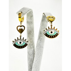 Gold Göz Detaylı Sallantılı Küpe